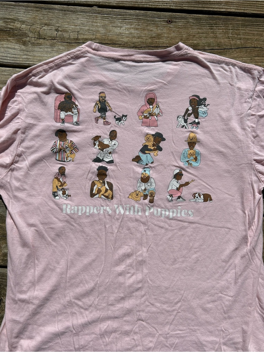 The Limited Pink Graphic 'Rappers With Puppies' Short Sleeve Tee